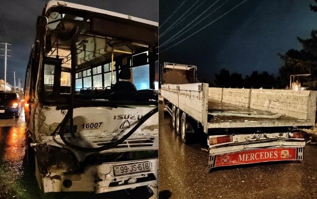 Bakıda avtobus TIR-la toqquşdu: 1 nəfər xəsarət aldı -