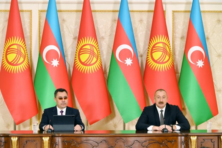 Azərbaycan və Qırğızıstan prezidentləri mətbuata bəyanatlarla çıxış etdilər -