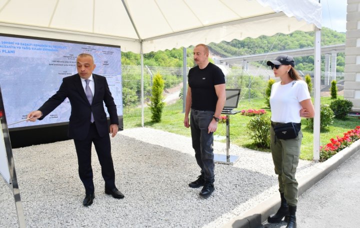 İlham Əliyev və Mehriban Əliyeva Daşaltı kəndində Zarıslıçay nasos stansiyasının açılışında iştirak ediblər