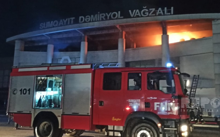 FHN Sumqayıt dəmiryolu vağzalındakı yanğınla bağlı məlumat yaydı -