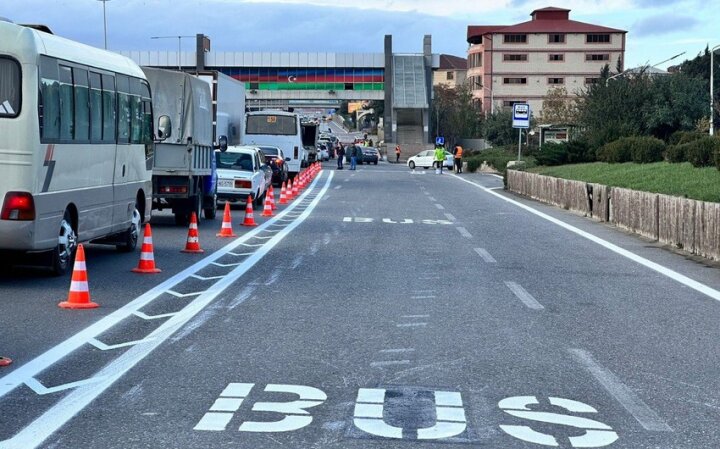Bakı-Sumqayıt yolunda avtobus zolağı çəkilir