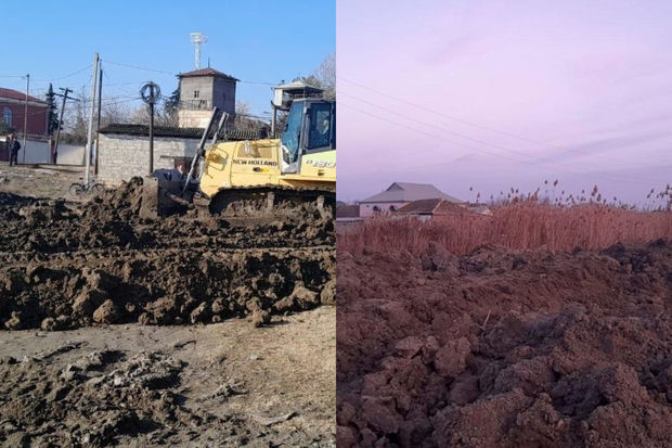 Yevlaxda dəfələrlə yanğın baş verən qamışlıq ərazi qurudulur –