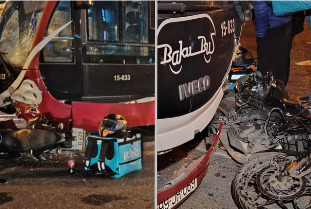 Bakıda ağır qəza: Sərnişin avtobusu ilə motosiklet toqquşdu -