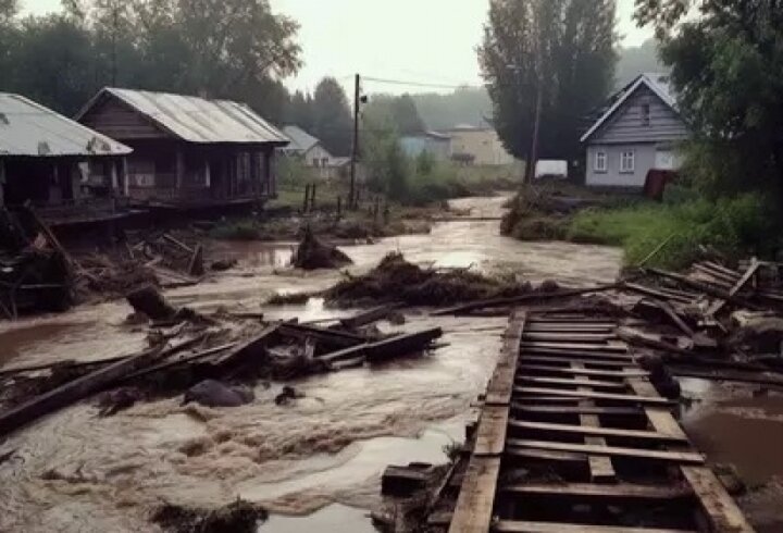 Rusiyanın Orenburq vilayətində evləri su basıb