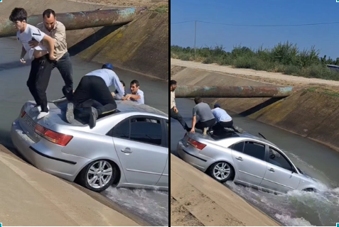 Xaçmazda maşın kanala düşdü -