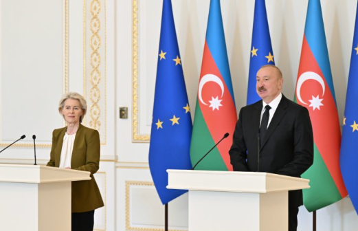 İlham Əliyev və Ursula Fon der Lyayen mətbuata bəyanatlarla çıxış etdilər -