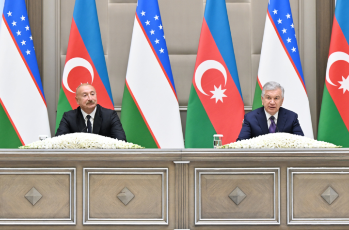 Azərbaycan və Özbəkistan prezidentləri Daşkənddə mətbuata bəyanatlarla çıxış etdilər -